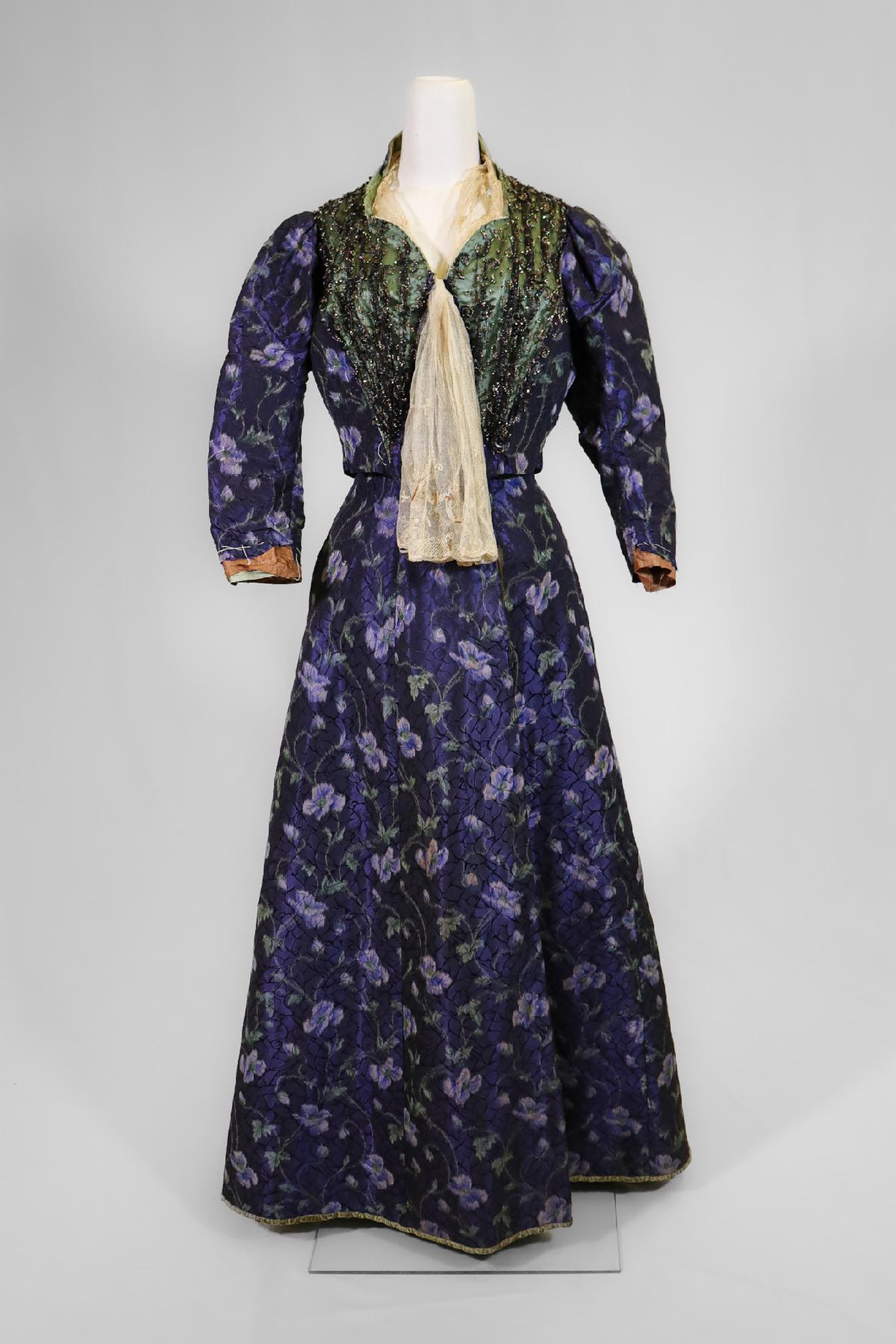 Clothing and Textiles: Beaded Deep Blue-Purple Flower Dress c. 1900 - New  Canaan Museum and Historical Society