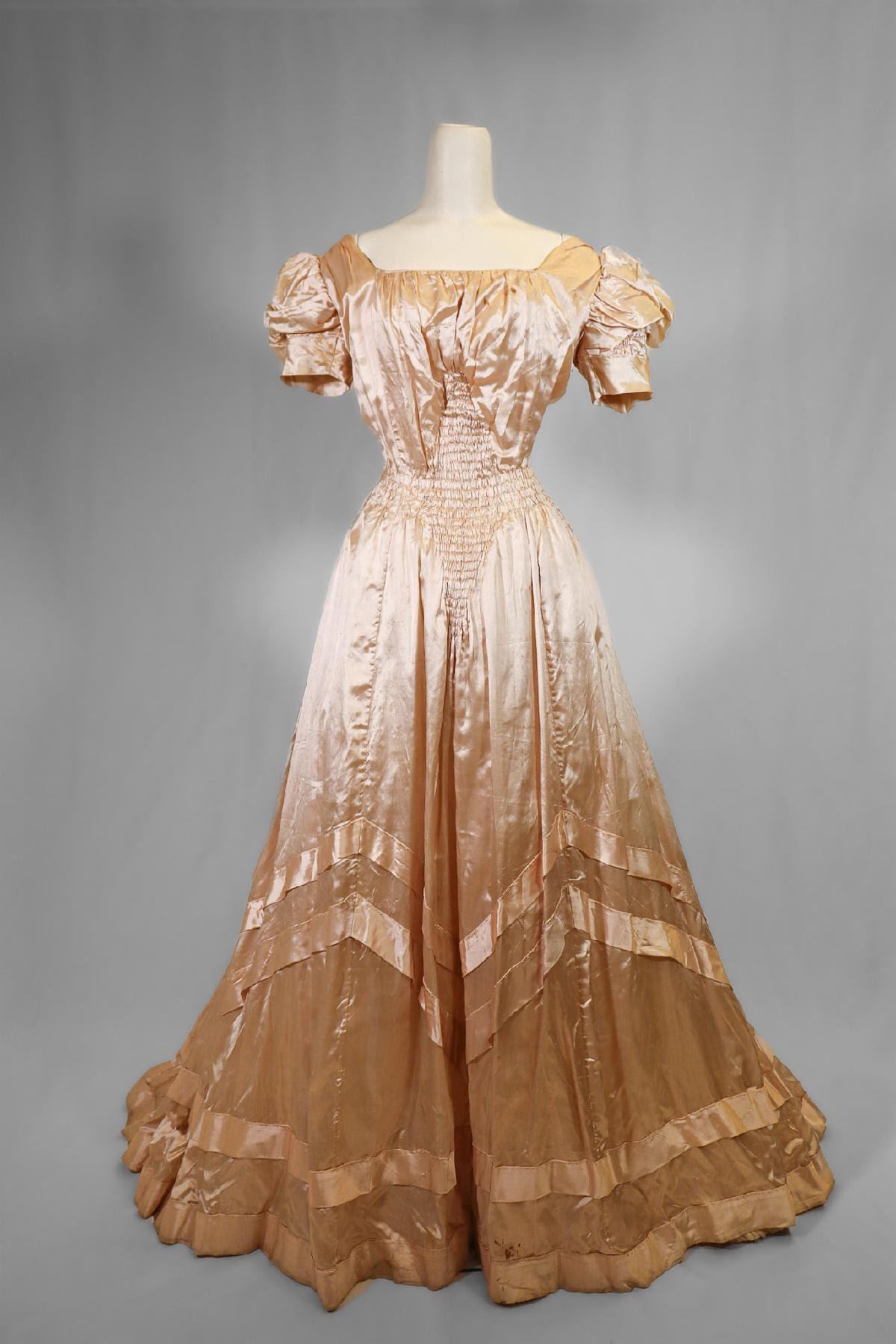 Clothing and Textiles: Blush Pink Evening Gown C. Early 1900s