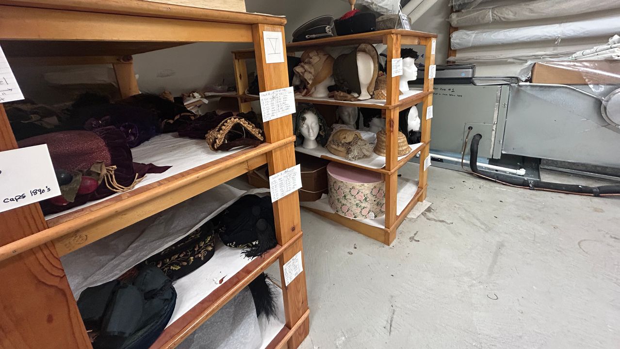 A selection of hats and headwear from the museum collection.
